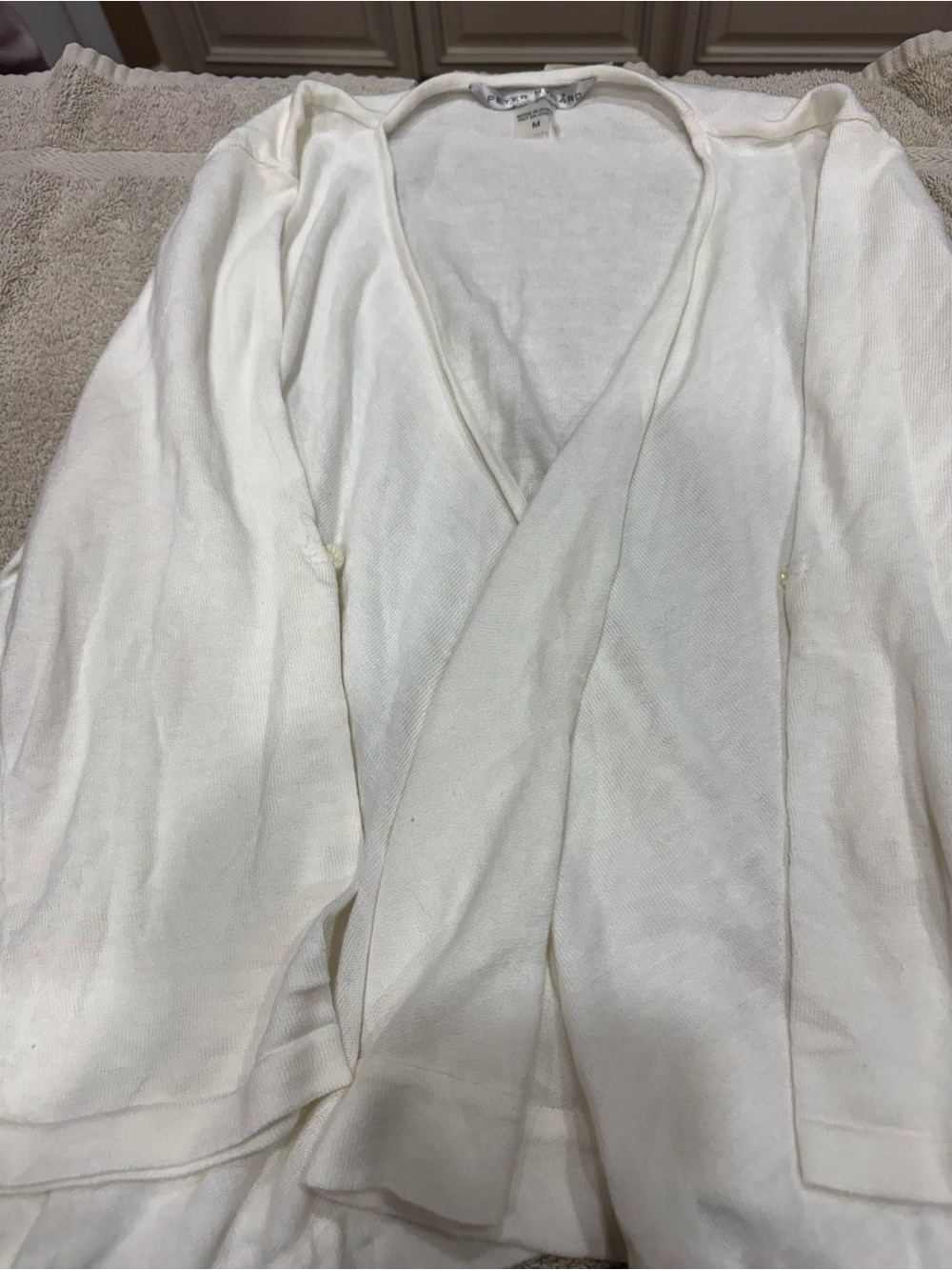 Peter Nygard white open-front draped cardigan or shrug with long sleeves(cl-5)
